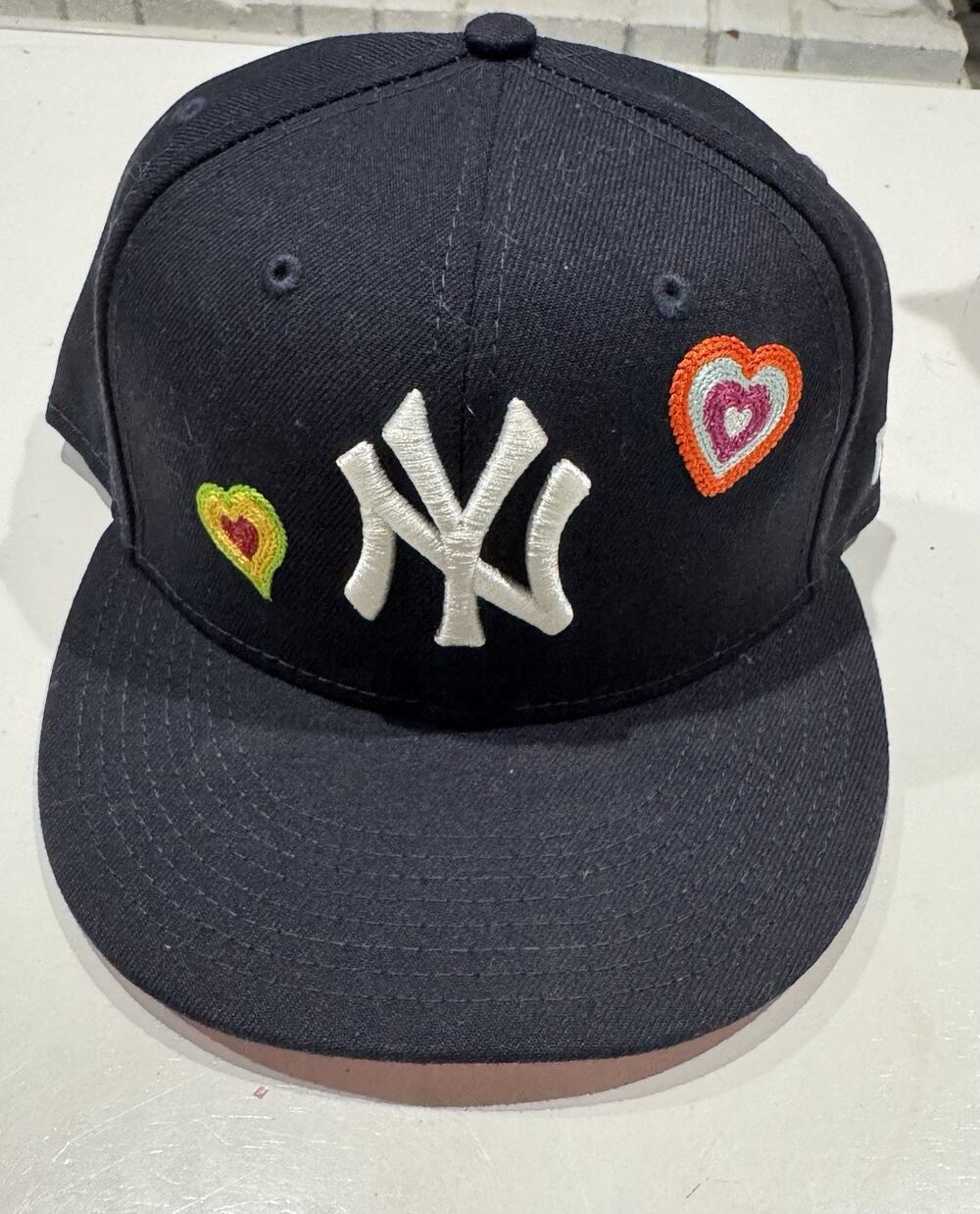 New York Yankees Heart Pattern Patch Navy Blue New Era Fitted